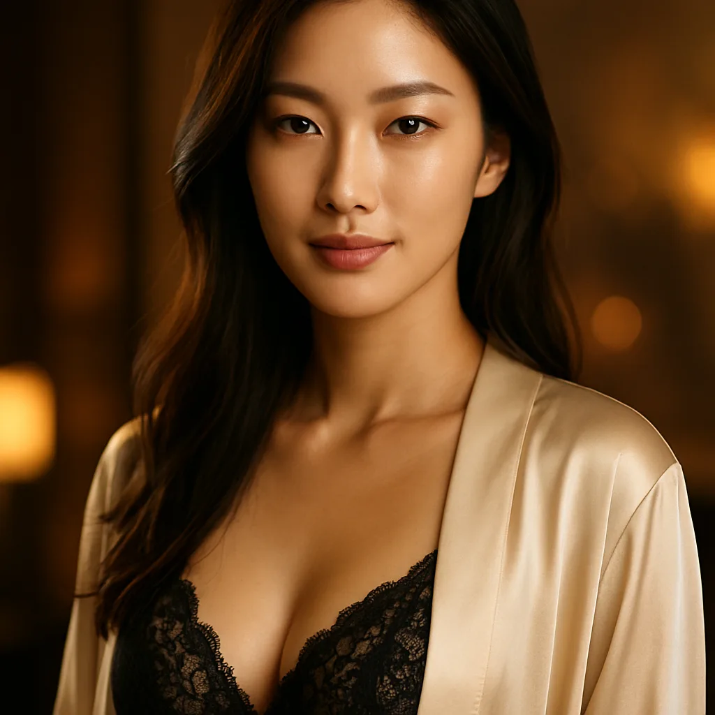 홈케어 프로필 사진의 분위기와 설명이 일치하는지 살펴보는 여성 포트레이트